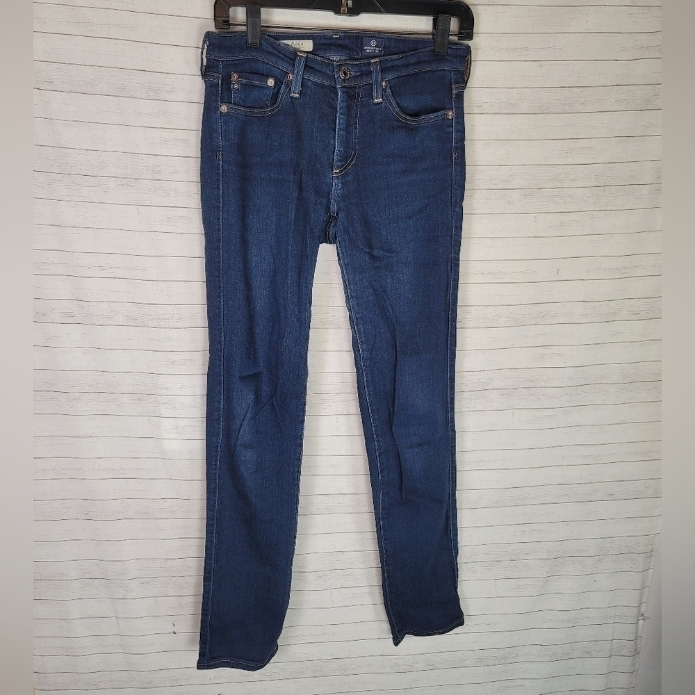 ag ADRIANO GOLDSCHMIED The Prima Mid Rise Cigarette Jeans in Dark Wash, sz 26